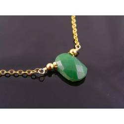 Gold Necklace with Natural Chrysoprase