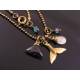 Whale Charm Necklace with Blue Kyanite and Moonstones