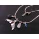 Whale Charm Necklace with Blue Kyanite and Moonstones