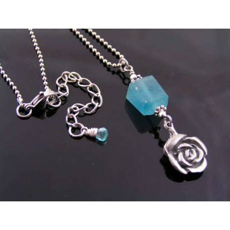 Rose Necklace with Fluorite and Apatite