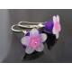 Large Lucite Flower Earrings, Purple and Pink