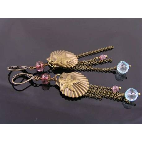 Starfish Charm and Czech Bead Earrings