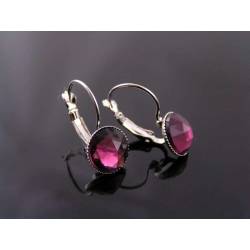 Silver Earrings with Vintage 1950s Glass Gems