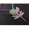 Dragonfly Necklace with Czech Glass Flowers