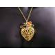 Filigree Heart and Gemstone Gold Necklace