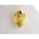 Filigree Heart and Gemstone Gold Necklace