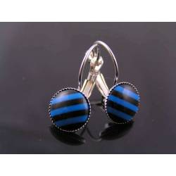 Blue and Black Sleeper Earrings
