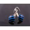 Blue and Black Striped Cabochon Earrings