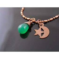 Crescent Moon Necklace with Green Onyx