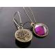Faceted Purple Drop Earrings with Tree of Life Charm