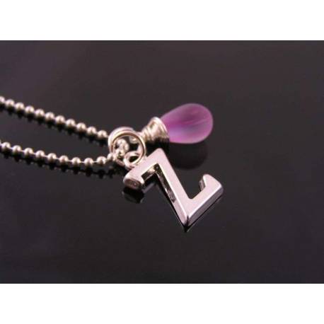 Initial Necklace, Purple Drop