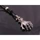 Skeleton Hand and Skull Leather Necklace
