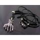 Skeleton Hand and Skull Leather Necklace