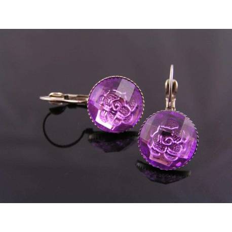Purple Rose Sleeper Earrings