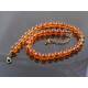 Cognac Amber Glass Necklace, Black Sprinkles