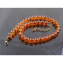 Cognac Amber Glass Necklace, Black Sprinkles