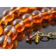 Cognac Amber Glass Necklace, Black Sprinkles