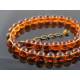 Cognac Amber Glass Necklace, Black Sprinkles