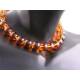 Cognac Amber Glass Necklace, Black Sprinkles