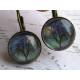 Tree and Moon, Cabochon Sleeper Earrings