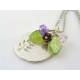 Tree Pendant with Czech Glass Leaf and Flower Dangles