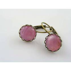 Pink Cabochon Sleeper Style Earrings