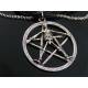 Gothic Necklace with Pentagram, Skeleton and Red Blood Drop