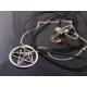 Gothic Necklace with Pentagram, Skeleton and Red Blood Drop