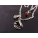 Vampire Fangs Necklace with Labradorite and Red Cubic Zirconia