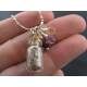 Tiny Glass Bottle with Vervain, Amethyst and Quartz Protection Necklace
