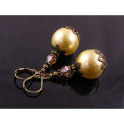 Large Yellow Pearl Earrings