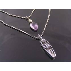 Gothic Necklace Set with Skeleton and Amethyst