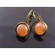 Peach and Gold Cabochon Earrings