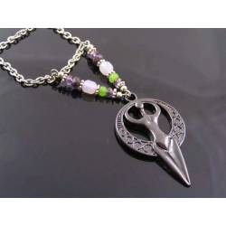 Moon Goddess Pendant and Czech Bead Necklace