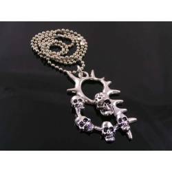 Spikey Skull Pendant Necklace