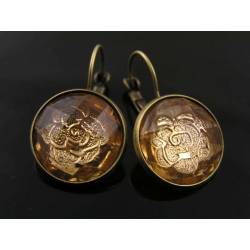 Earrings with Rose Inset