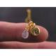 Bright Gold Initial Necklace with Rainbow Moonstone
