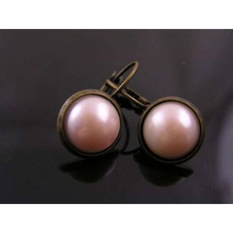 Peach Pearl Sleeper Earrings