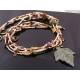 4 Strand Hand Woven Seed Bead Necklace with Serpentine Leaf
