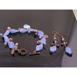 Chalcedony and Pearl Bracelet and Earrings