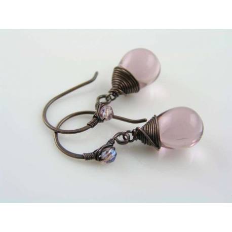 Pale Purple Czech Teardrop Earrings