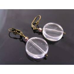 Clear Acrylic Disc Earrings - Retro