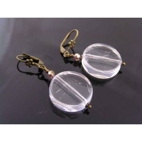 Clear Acrylic Disc Earrings - Retro