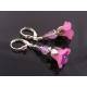 Pink and Purple Lucite Flower Earrings