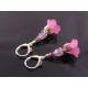 Pink and Purple Lucite Flower Earrings