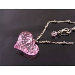 Pink Heart Necklace, Cute Gift Idea