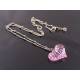 Pink Heart Necklace, Cute Gift Idea