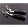 Long Black Earrings, Wire Wrapped Lever Back Ear Wire