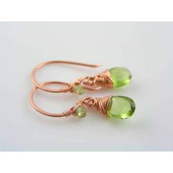 Wire Wrapped Peridot Earrings, August Birthstone