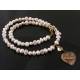 White Pearl, Citrine and Heart Necklace